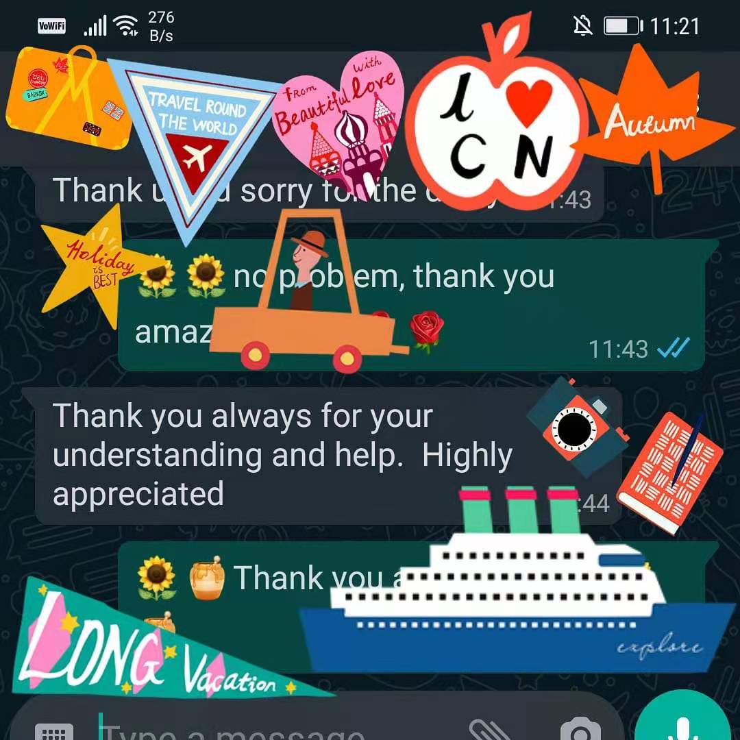 在四月二十二号二零二一年，一位客户感激我们的服务：）On 22nd April 2021, a client thanked our service ❤